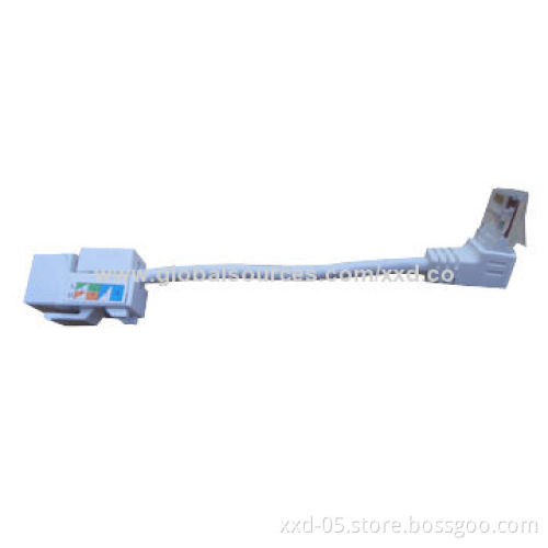 90° New Design RJ45 Plug to RJ45 Keystone Jack Cable for Network, Complies with RoHS Mark/0.5m